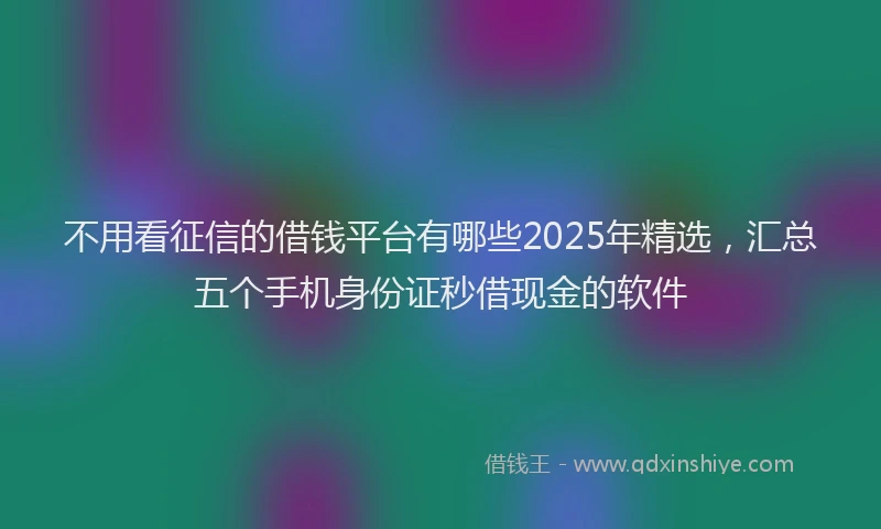 不用看征信的借钱平台有哪些2025年精选，汇总五个手机身份证秒借现金的软件