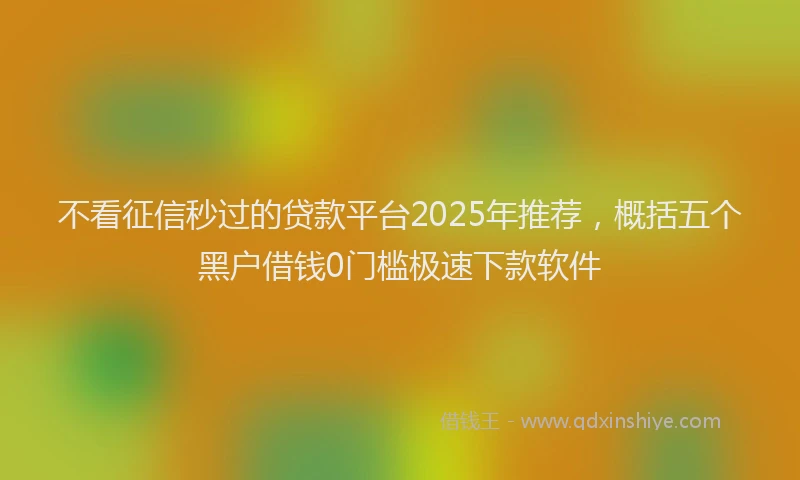 不看征信秒过的贷款平台2025年推荐，概括五个黑户借钱0门槛极速下款软件