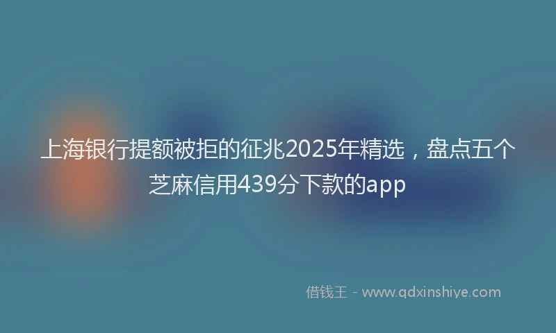 上海银行提额被拒的征兆2025年精选，盘点五个芝麻信用439分下款的app