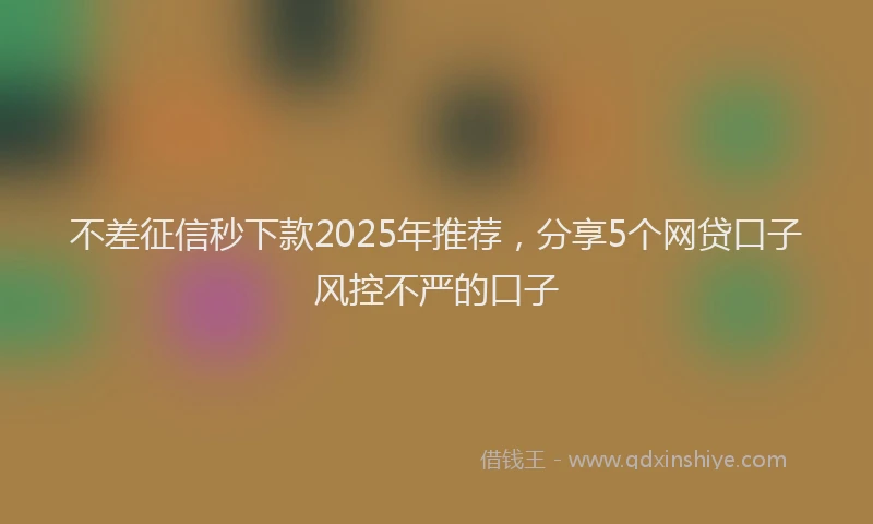 不差征信秒下款2025年推荐，分享5个网贷口子风控不严的口子
