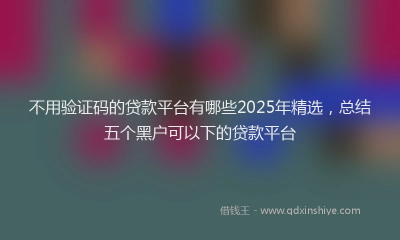 不用验证码的贷款平台有哪些2025年精选，总结五个黑户可以下的贷款平台