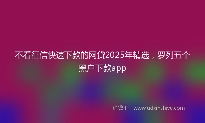 不看征信快速下款的网贷2025年精选，罗列五个黑户下款app