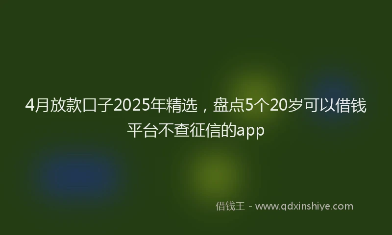 4月放款口子2025年精选，盘点5个20岁可以借钱平台不查征信的app