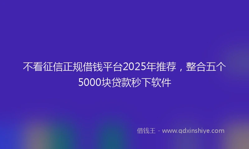 不看征信正规借钱平台2025年推荐，整合五个5000块贷款秒下软件