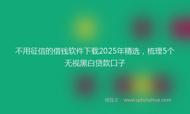不用征信的借钱软件下载2025年精选，梳理5个无视黑白贷款口子
