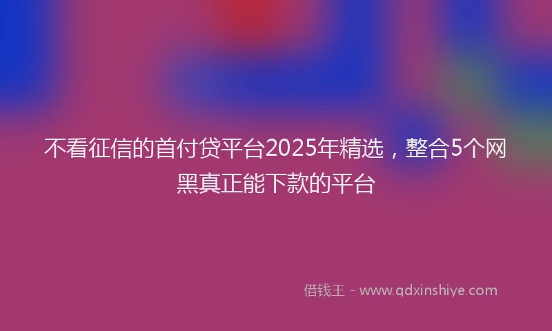 不看征信的首付贷平台2025年精选，整合5个网黑真正能下款的平台