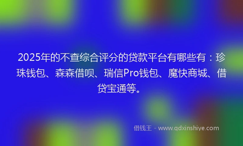 2025年的不查综合评分的贷款平台有哪些有：珍珠钱包、森森借呗、瑞信Pro钱包、魔快商城、借贷宝通等。