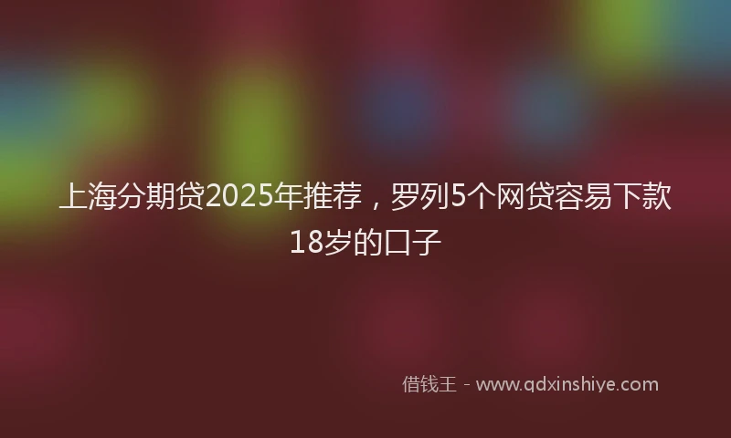 上海分期贷2025年推荐，罗列5个网贷容易下款18岁的口子