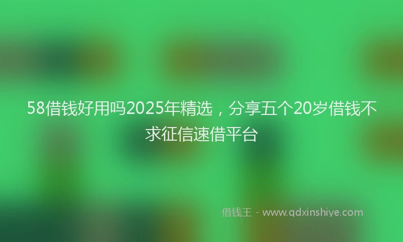 58借钱好用吗2025年精选，分享五个20岁借钱不求征信速借平台