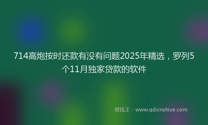 714高炮按时还款有没有问题2025年精选，罗列5个11月独家贷款的软件