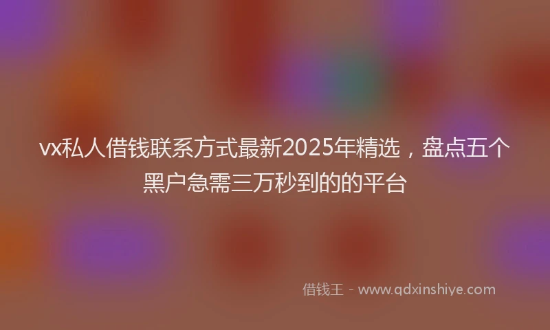 vx私人借钱联系方式最新2025年精选，盘点五个黑户急需三万秒到的的平台