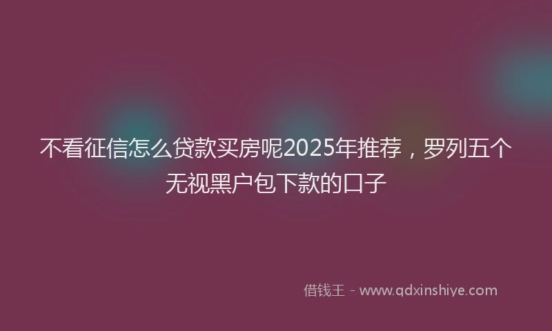 不看征信怎么贷款买房呢2025年推荐，罗列五个无视黑户包下款的口子