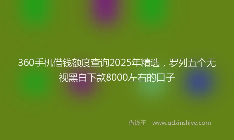 360手机借钱额度查询2025年精选，罗列五个无视黑白下款8000左右的口子