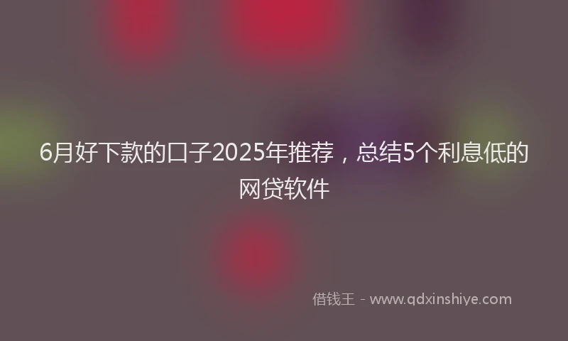 6月好下款的口子2025年推荐，总结5个利息低的网贷软件