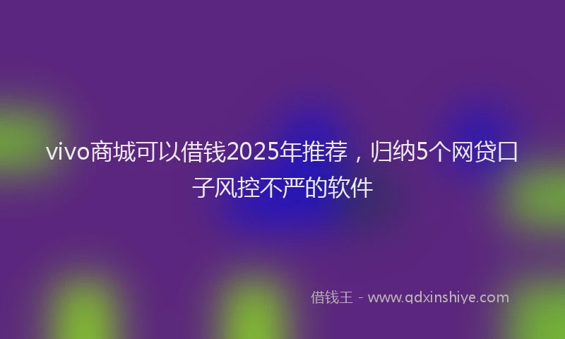 vivo商城可以借钱2025年推荐，归纳5个网贷口子风控不严的软件