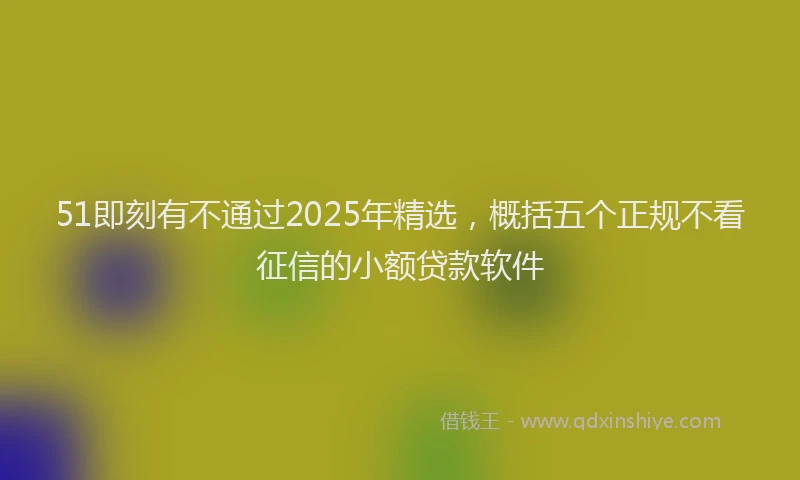 51即刻有不通过2025年精选，概括五个正规不看征信的小额贷款软件