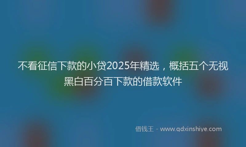 不看征信下款的小贷2025年精选，概括五个无视黑白百分百下款的借款软件