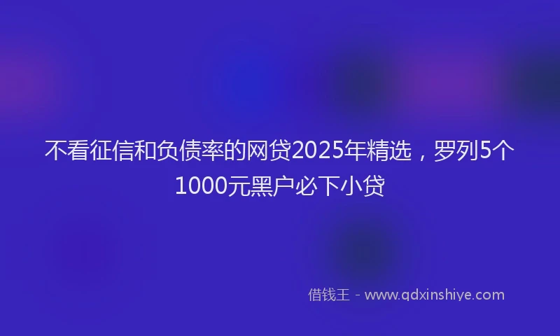 不看征信和负债率的网贷2025年精选，罗列5个1000元黑户必下小贷