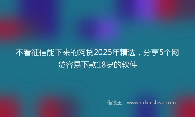 不看征信能下来的网贷2025年精选，分享5个网贷容易下款18岁的软件
