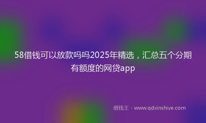 58借钱可以放款吗吗2025年精选，汇总五个分期有额度的网贷app