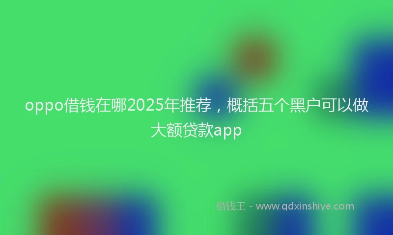 oppo借钱在哪2025年推荐，概括五个黑户可以做大额贷款app
