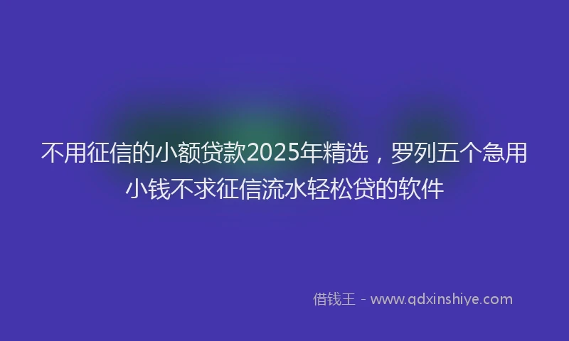 不用征信的小额贷款2025年精选，罗列五个急用小钱不求征信流水轻松贷的软件