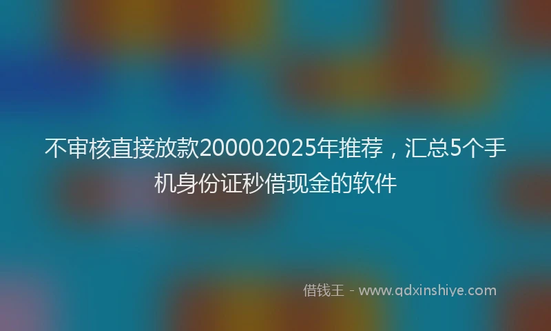 不审核直接放款200002025年推荐，汇总5个手机身份证秒借现金的软件
