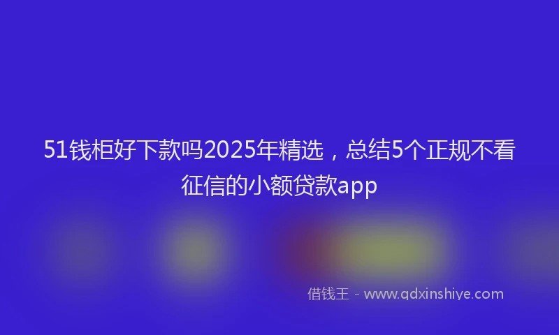 51钱柜好下款吗2025年精选，总结5个正规不看征信的小额贷款app