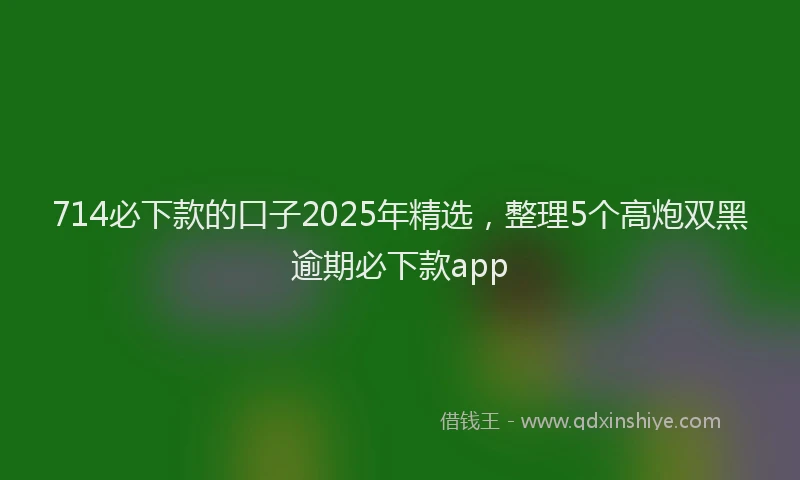 714必下款的口子2025年精选，整理5个高炮双黑逾期必下款app