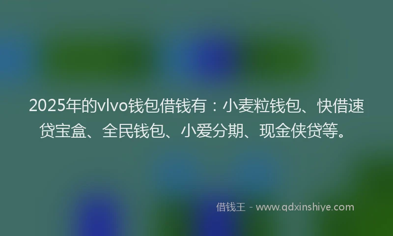 2025年的vlvo钱包借钱有：小麦粒钱包、快借速贷宝盒、全民钱包、小爱分期、现金侠贷等。