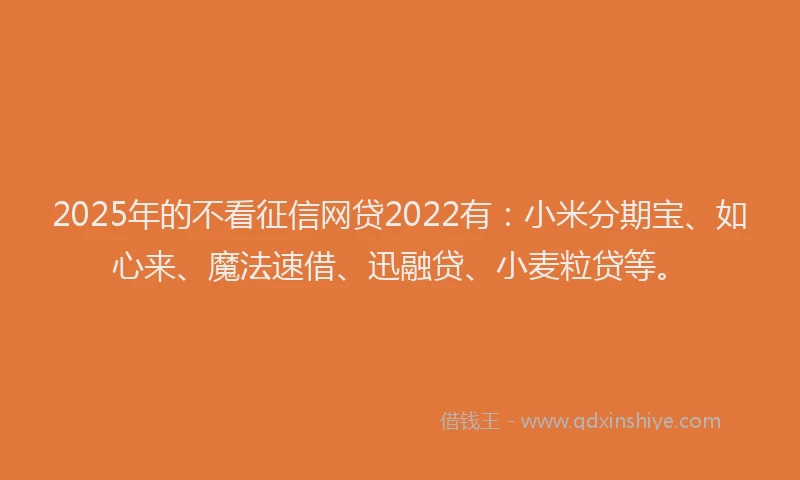 2025年的不看征信网贷2022有：小米分期宝、如心来、魔法速借、迅融贷、小麦粒贷等。