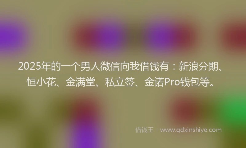 2025年的一个男人微信向我借钱有：新浪分期、恒小花、金满堂、私立签、金诺Pro钱包等。