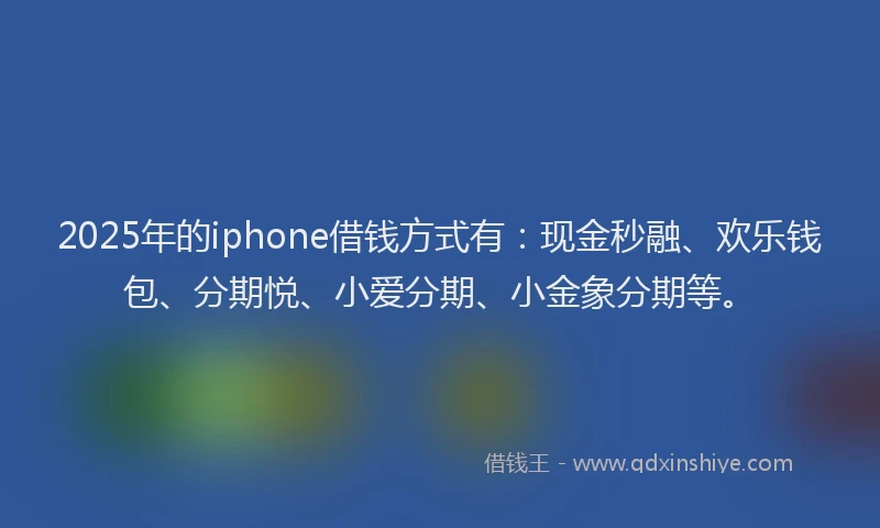 2025年的iphone借钱方式有：现金秒融、欢乐钱包、分期悦、小爱分期、小金象分期等。