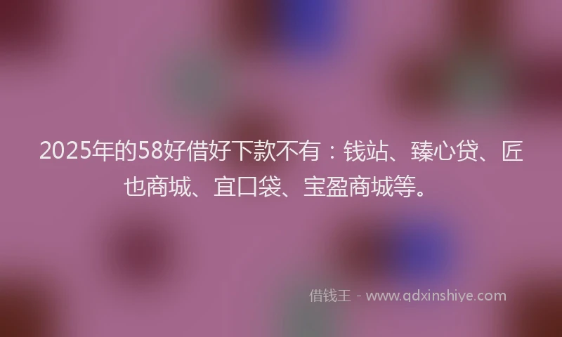 2025年的58好借好下款不有：钱站、臻心贷、匠也商城、宜口袋、宝盈商城等。