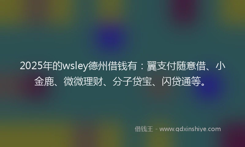 2025年的wsley德州借钱有：翼支付随意借、小金鹿、微微理财、分子贷宝、闪贷通等。
