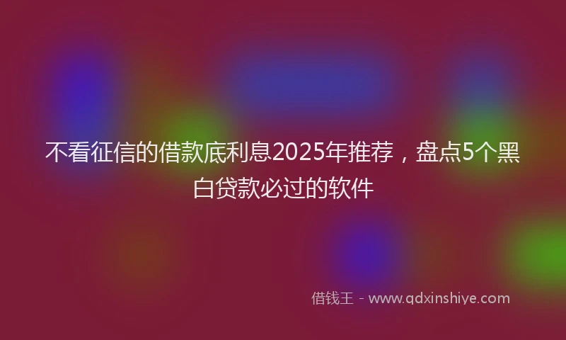 不看征信的借款底利息2025年推荐，盘点5个黑白贷款必过的软件