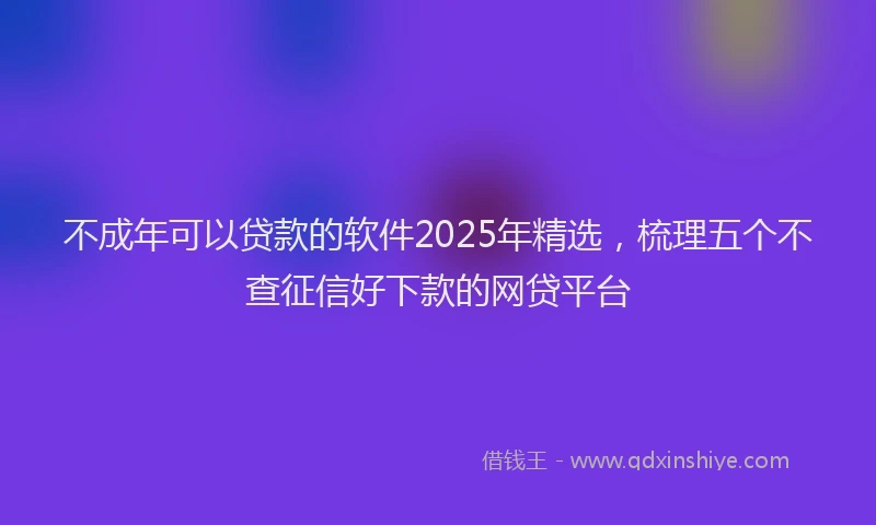 不成年可以贷款的软件2025年精选，梳理五个不查征信好下款的网贷平台