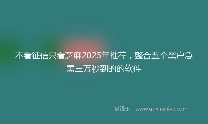 不看征信只看芝麻2025年推荐，整合五个黑户急需三万秒到的的软件
