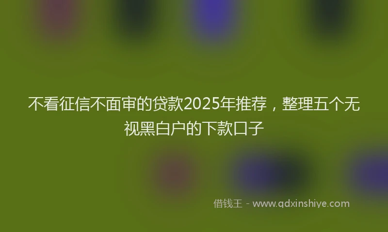 不看征信不面审的贷款2025年推荐，整理五个无视黑白户的下款口子