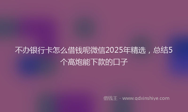 不办银行卡怎么借钱呢微信2025年精选，总结5个高炮能下款的口子