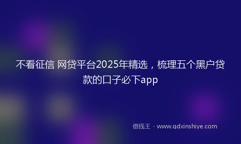 不看征信 网贷平台2025年精选，梳理五个黑户贷款的口子必下app