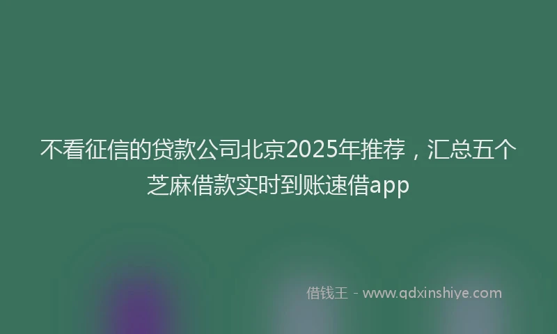 不看征信的贷款公司北京2025年推荐，汇总五个芝麻借款实时到账速借app
