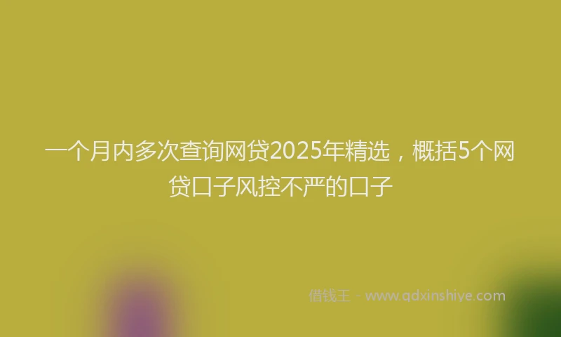 一个月内多次查询网贷2025年精选，概括5个网贷口子风控不严的口子