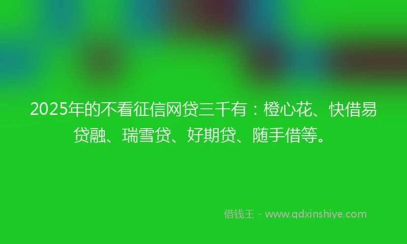 2025年的不看征信网贷三千有：橙心花、快借易贷融、瑞雪贷、好期贷、随手借等。