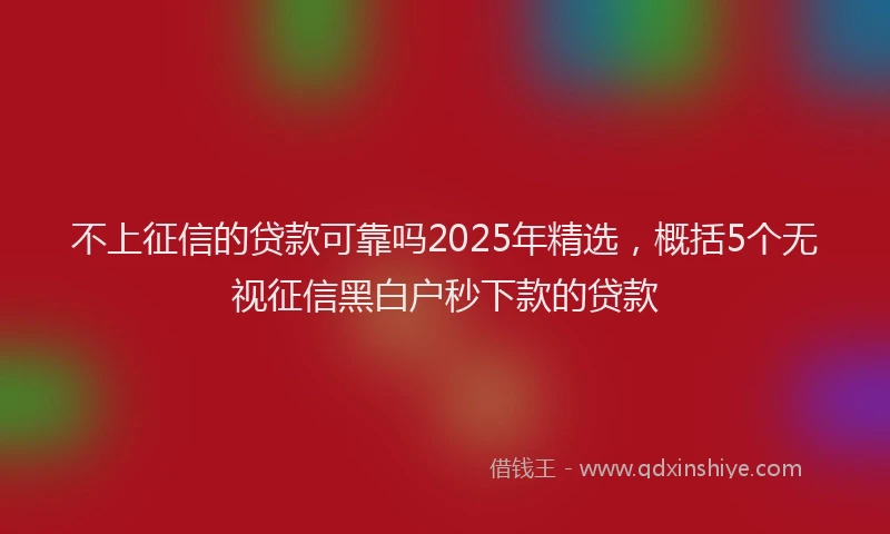 不上征信的贷款可靠吗2025年精选，概括5个无视征信黑白户秒下款的贷款