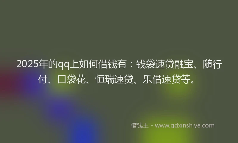 2025年的qq上如何借钱有：钱袋速贷融宝、随行付、口袋花、恒瑞速贷、乐借速贷等。