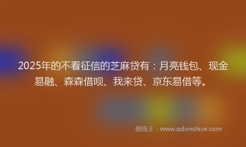 2025年的不看征信的芝麻贷有：月亮钱包、现金易融、森森借呗、我来贷、京东易借等。