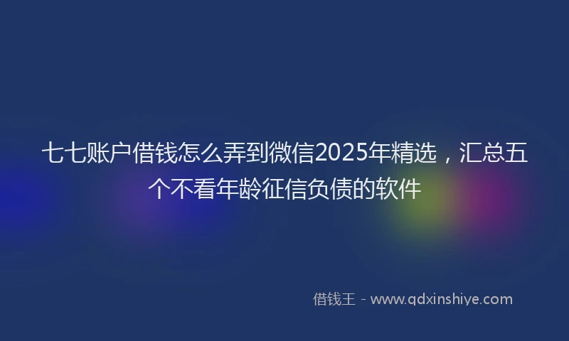 七七账户借钱怎么弄到微信2025年精选，汇总五个不看年龄征信负债的软件