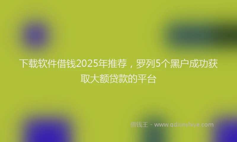 下载软件借钱2025年推荐，罗列5个黑户成功获取大额贷款的平台