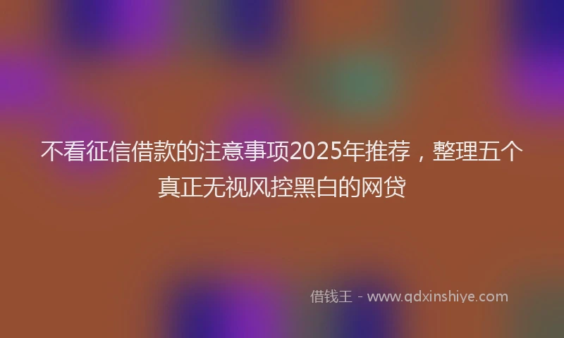 不看征信借款的注意事项2025年推荐，整理五个真正无视风控黑白的网贷